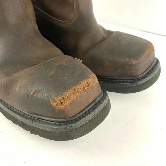 Cat Footwear Men's Brown Leather Work Boots 9.5 Hudson EH Steel Toe Wellington - Picture 5 of 14